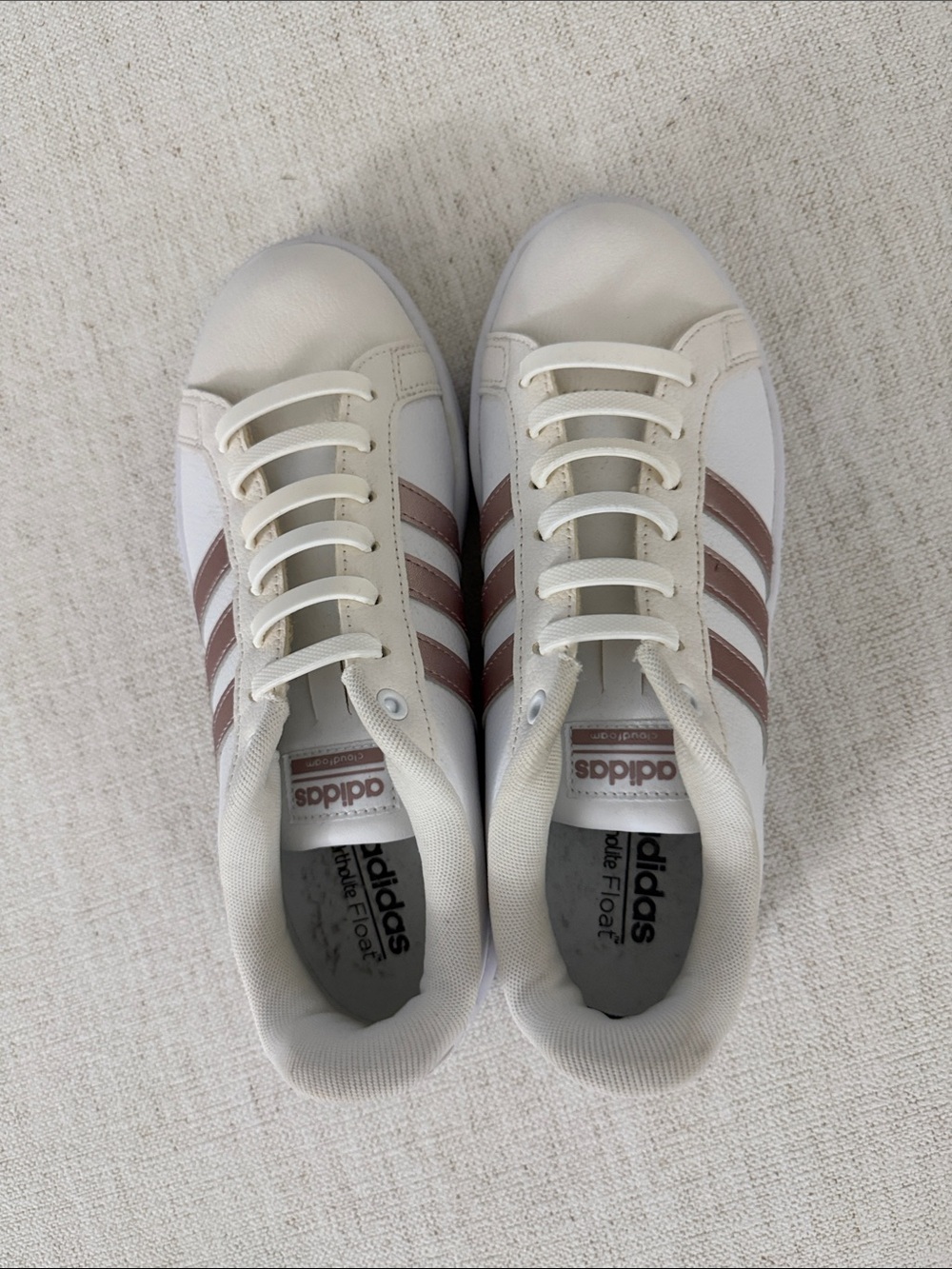 adidas Cream Sneakers with Rose Gold Stripes